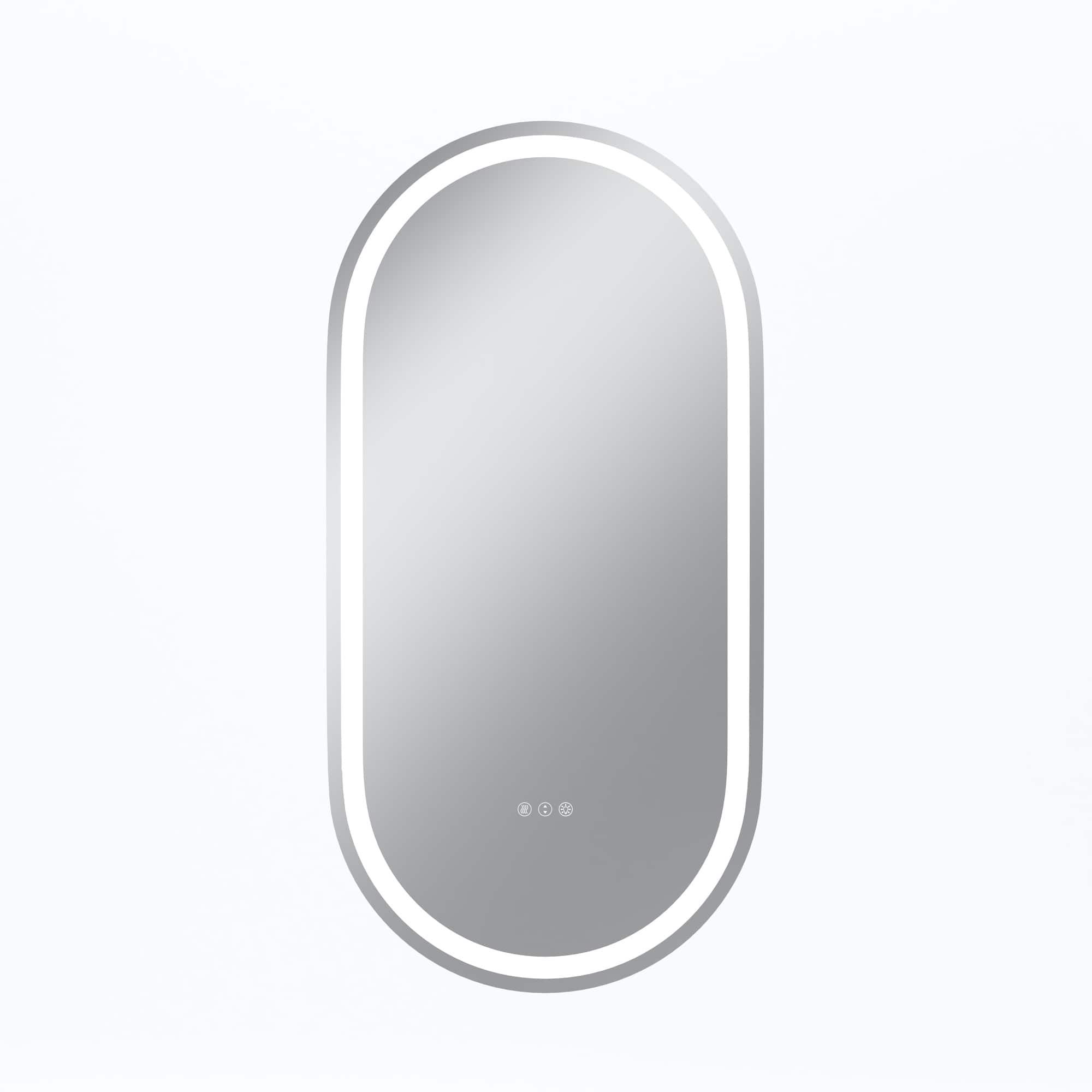 Boyel Living - 48 x 24 in Track-Shaped Aluminum Frame Anti-Distortion Easy Installation Mirror with Front Light
