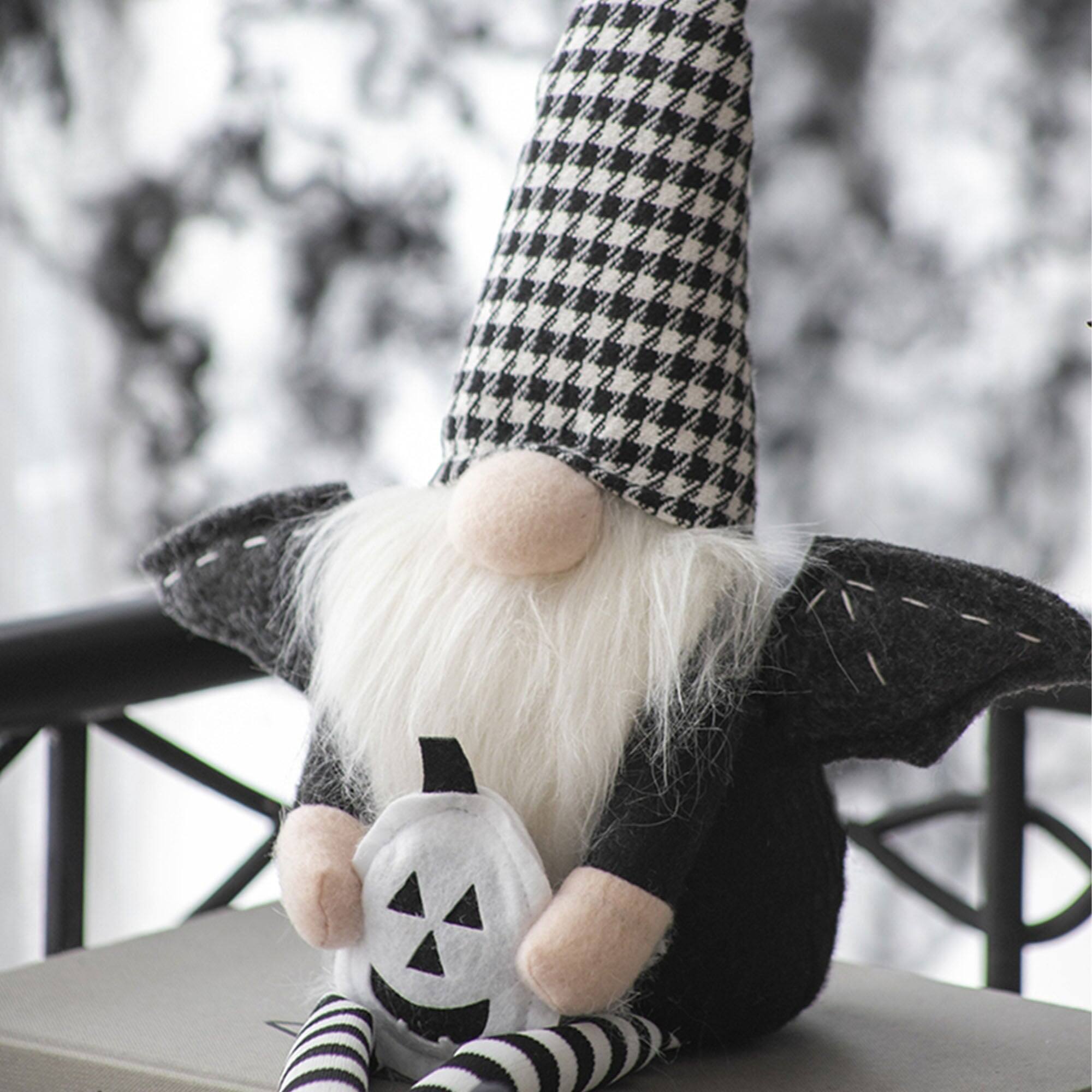 Alt View 5. Boyel Living - Halloween Gnome Decor with Wings and Plaid Hat for Indoor Holiday Displays - Black,White.