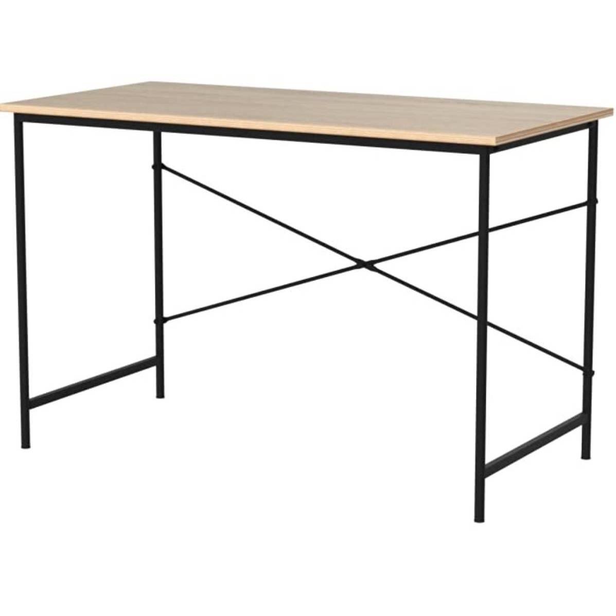 Hivvago - Modern Home Office Computer Desk Table with Black Metal Frame Wood Top - Oak