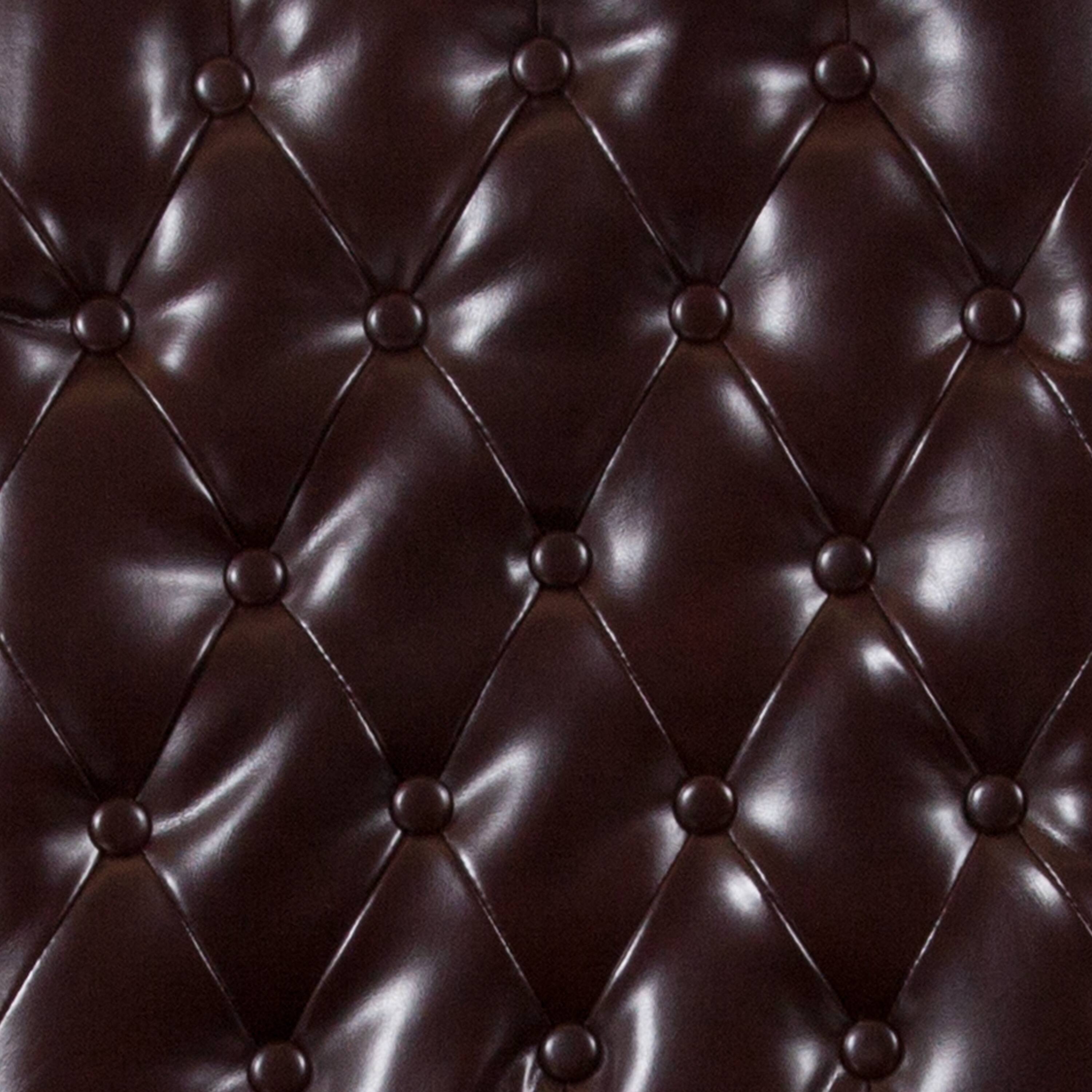 Alt View 10. Emma + Oliver - Upholstered Rolled Back Parson's Chair with Nailhead Trim & Finished Frame with Plastic Floor Glides - Brown LeatherSoft.