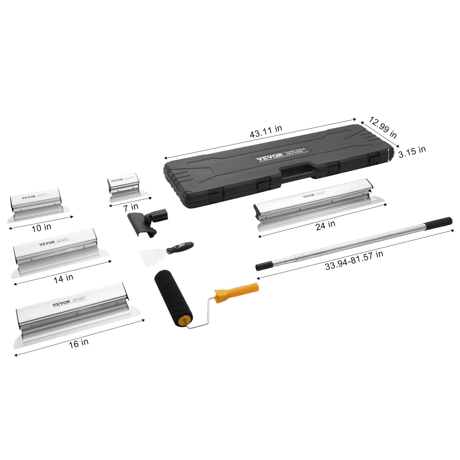 - 43.11 in
- 12.99 in
- 3.15 in
- 10 in
- 7 in
- 14 in
- 24 in
- 16 in
- 33.94-81.57 in