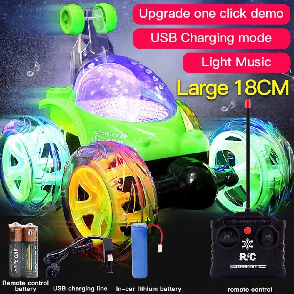 Upgrade one click demo  
USB Charging mode  
Light Music  
Large 18CM  
ACROBATICS POWER  
AVO Super  
Remote control battery  
USB charging line  
In-car lithium battery  
R/C RADIO CONTROL remote control