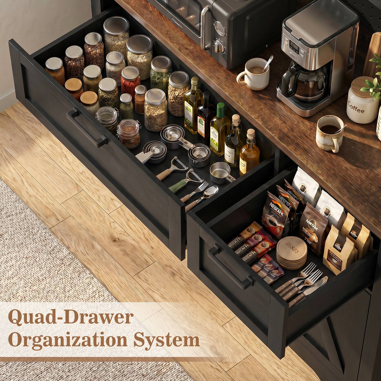 Coffee I B NESTLE NESCAPE -  NESPRESSO ECKIFE I Cee PCCRS 4 5 NrS 0U5LASSA - I Quad-Drawer Organization System