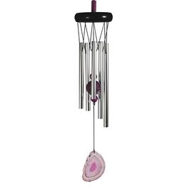 FC Design - 20" Long Wooden Top Geode Wind Chime with Purple Gem Outdoor Patio or Garden Hanging Decoration - Multi-Color