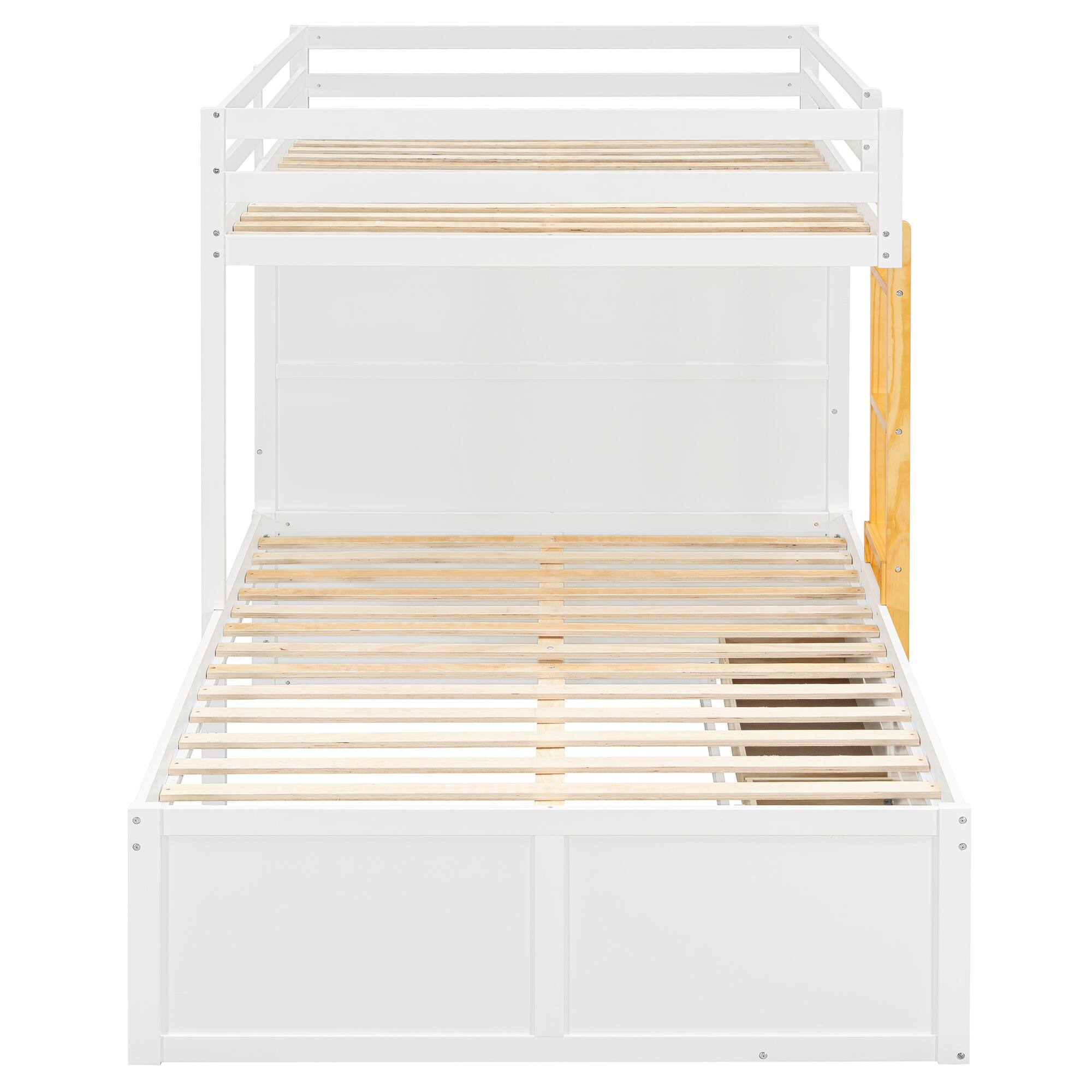 Alt View 1. Anysun - Full Size Bunk Bed with Multiple Drawers & Wardrobe - MDF & Solid Wood Construction, Modern Storage Design - White.