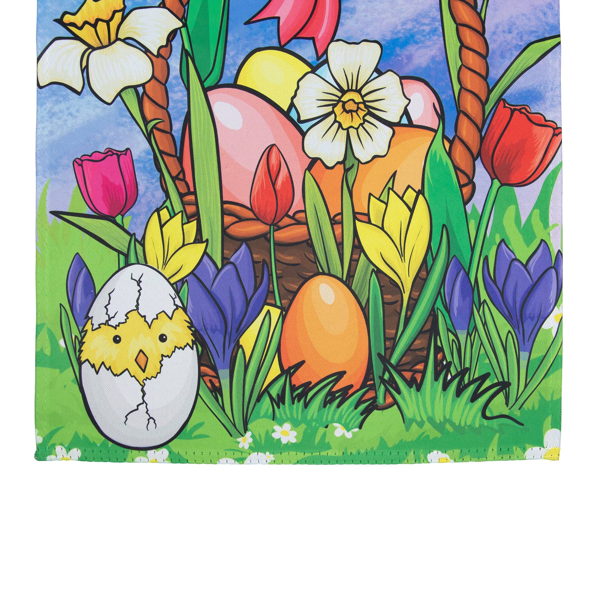 Alt View 3. Northlight - Welcome Easter Basket Outdoor Garden Flag 12.5" x 18" - Blue.