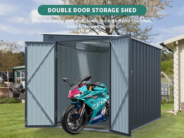 DOUBLE DOOR STORAGE SHED  
Effortless entry with dual doors for large items like bikes, tools & lawn equipment.