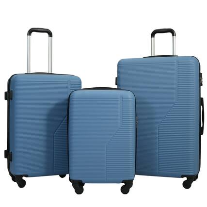 Front. BreeBe - 3-Piece Luggage Set ABS Lightweight & Durable Suitcase with Spinner Wheels, TSA Lock, (20/24/28), Light Blue - Light Blue.