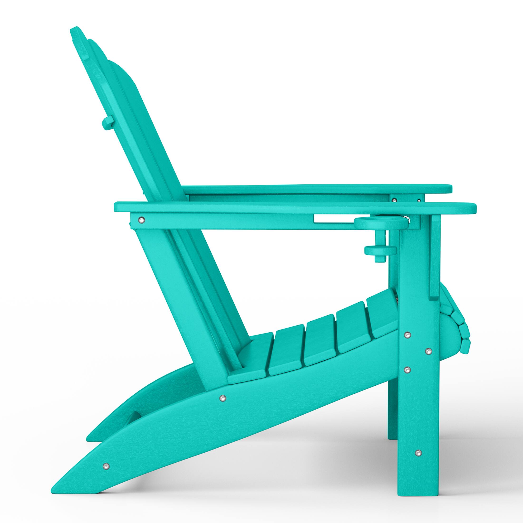 Left. WestinTrends - WestinTrends Highland Outdoor Patio HDPE Adirondack Chair With Cup Holder - Turquoise.