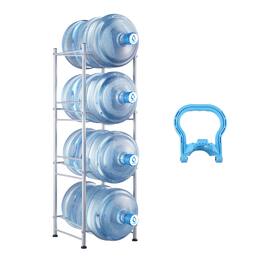 VEVOR - 4 Tiers Water Jug Holder, 5 Gallon Water Bottle Holder, Single Row Water Bottle Rack for 4 Bottles - Silver