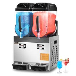 VEVOR - Commercial Slushy Machine, 12Lx2 Double Tank Frozen Drink Machine, 96 Cups Stainless Steel Margarita Smoothie Frozen - Silver;Black