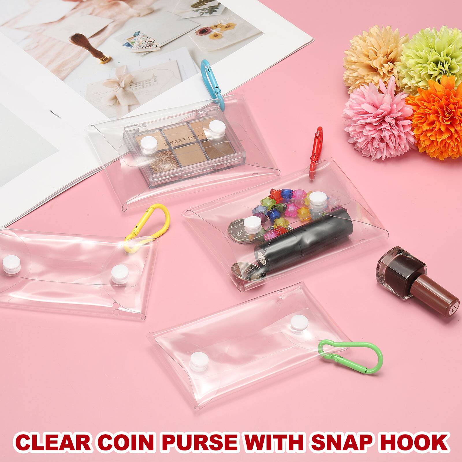 CLEAR COIN PURSE WITH SNAP HOOK