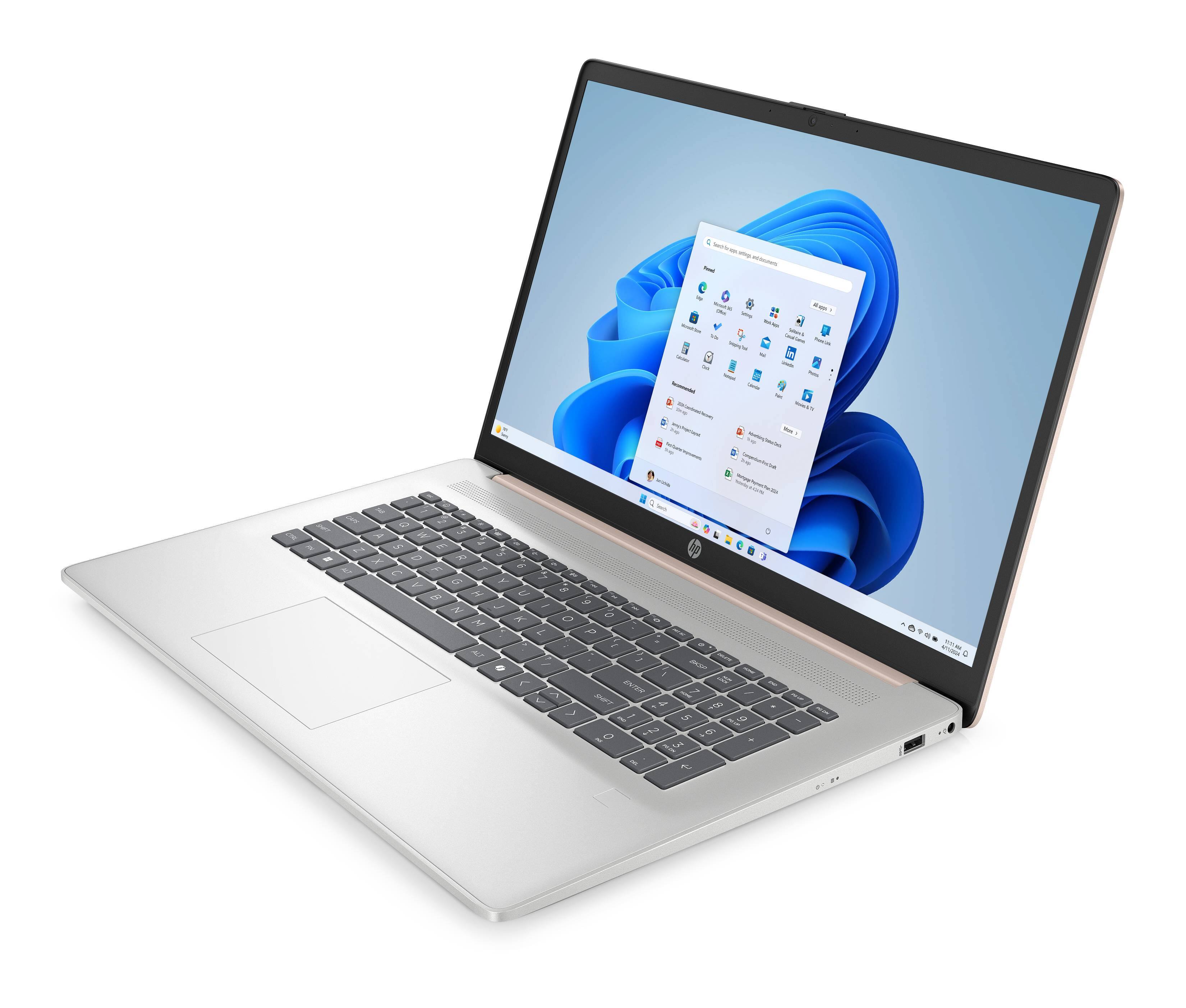 Angle. HP - HP Laptop 17-cn3375nr 17.3" Intel Core i5-1334U 8GB RAM 512GB SSD Win 11 Home Pale Rose Gold - Pale Rose Gold.