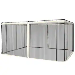 Outsunny - Replacement Mesh Sidewall Netting for 10' x 13' Gazebos and Canopy Tents with Zippers - Cream White