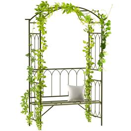 Outsunny - Trellis Arbor Arch for Climbing Plants with Garden Bench, Grow Grapes and Vines, Decorative Seating - Black