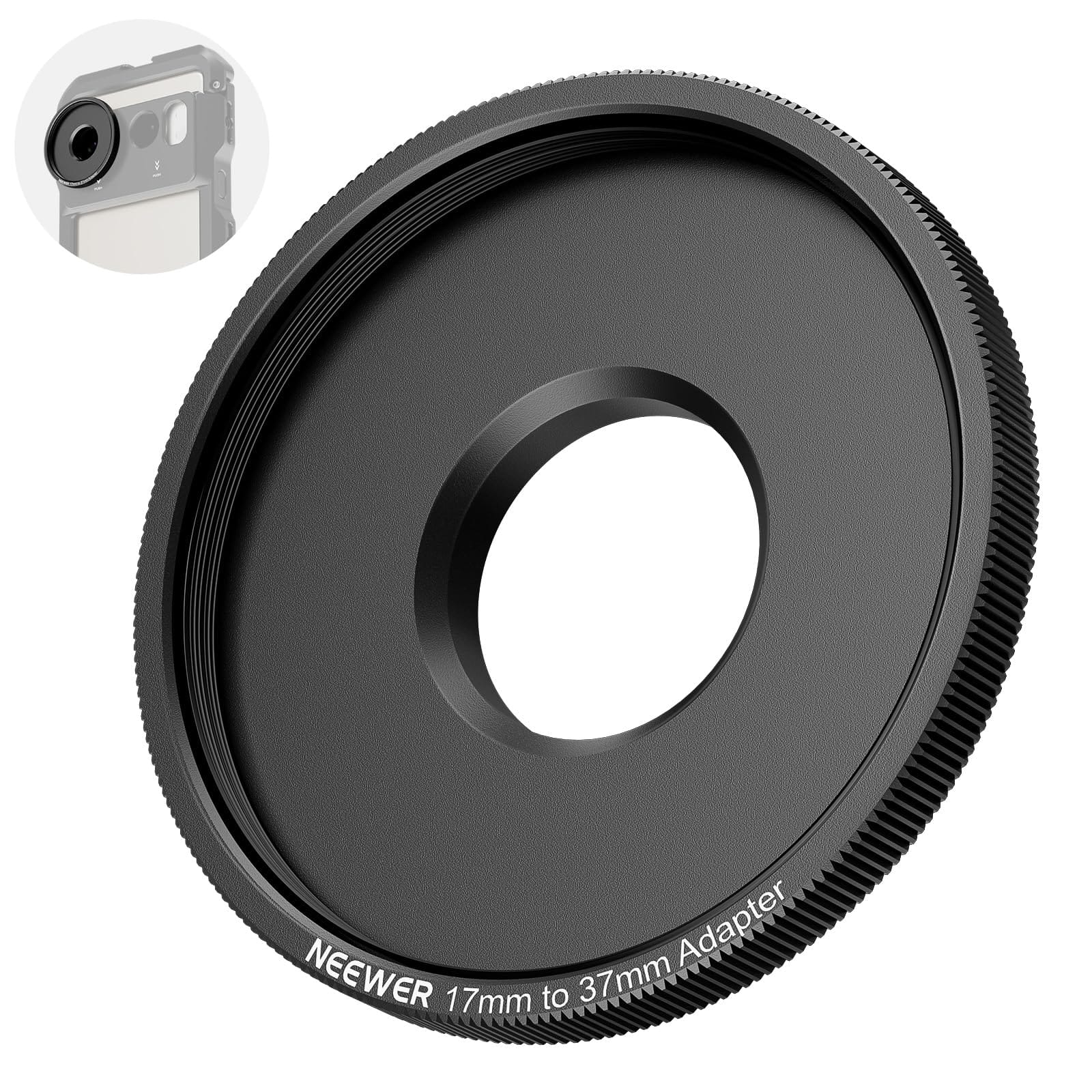 Neewer - 17mm to 37mm Filter Adapter for Phone Cage - Black