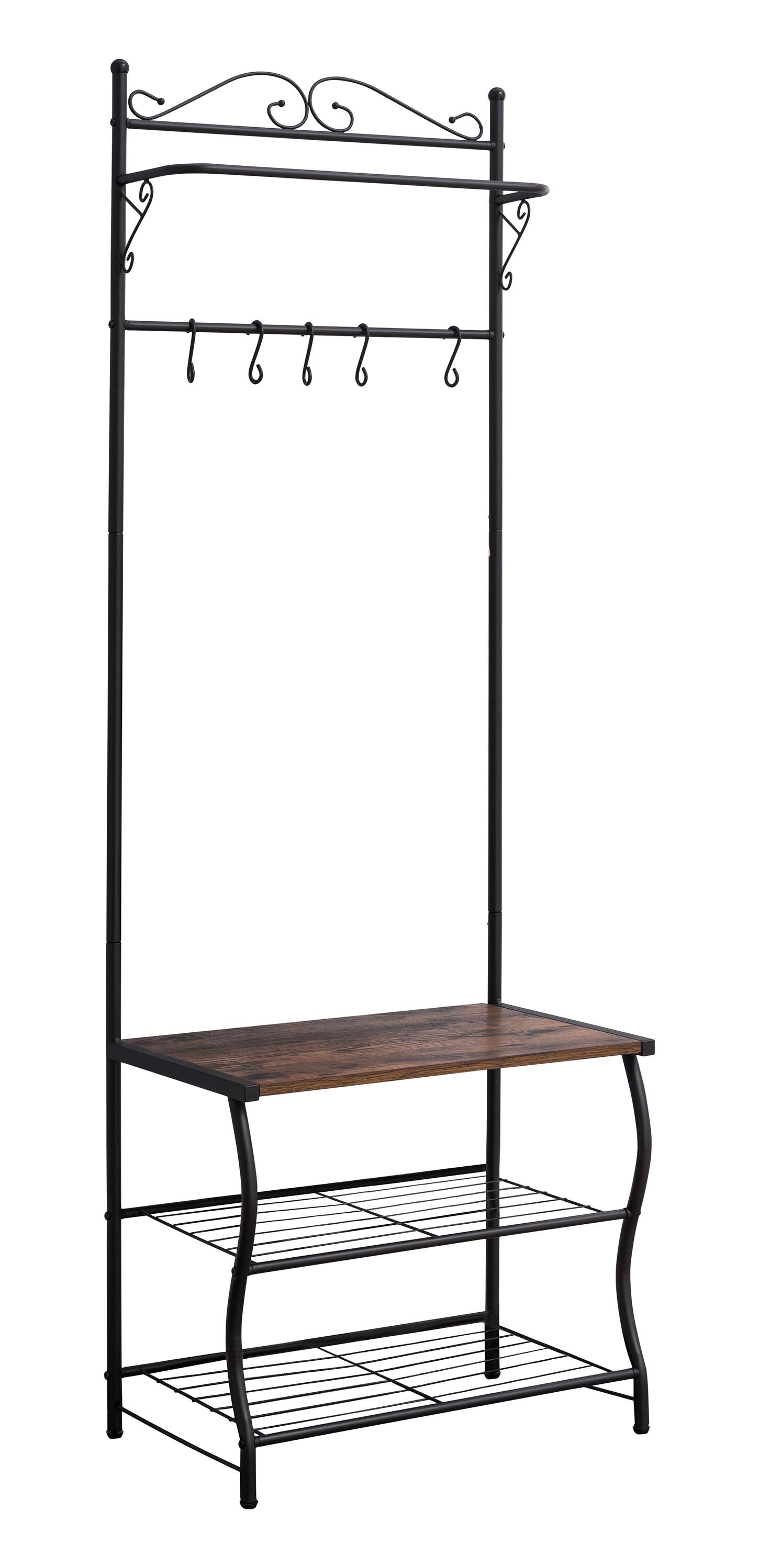 Angle. Kings Brand Furniture - Kings Brand Furniture - Entryway Shoe Bench, Coat Rack, Hall Tree Storage Organizer with Hooks - Black.
