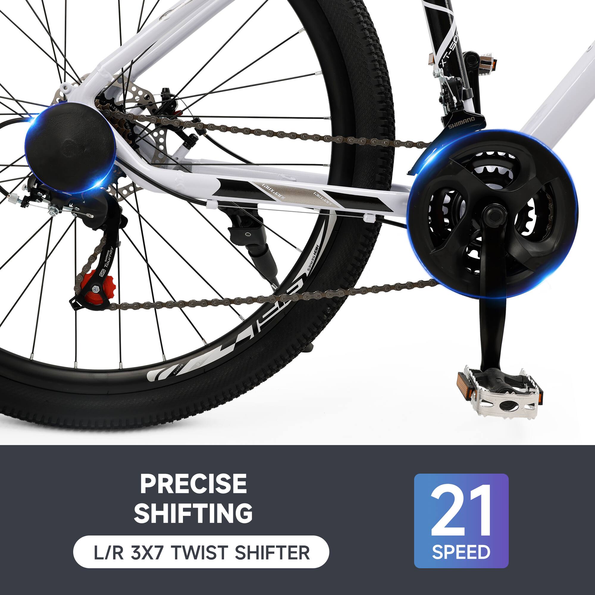 Sure, here is the corrected and grouped text:

- XT-SO SULLANG RILAW CROEND TocTY
- PRECISE SHIFTING L/R 3X7 TWIST SHIFTER
- 21 SPEED