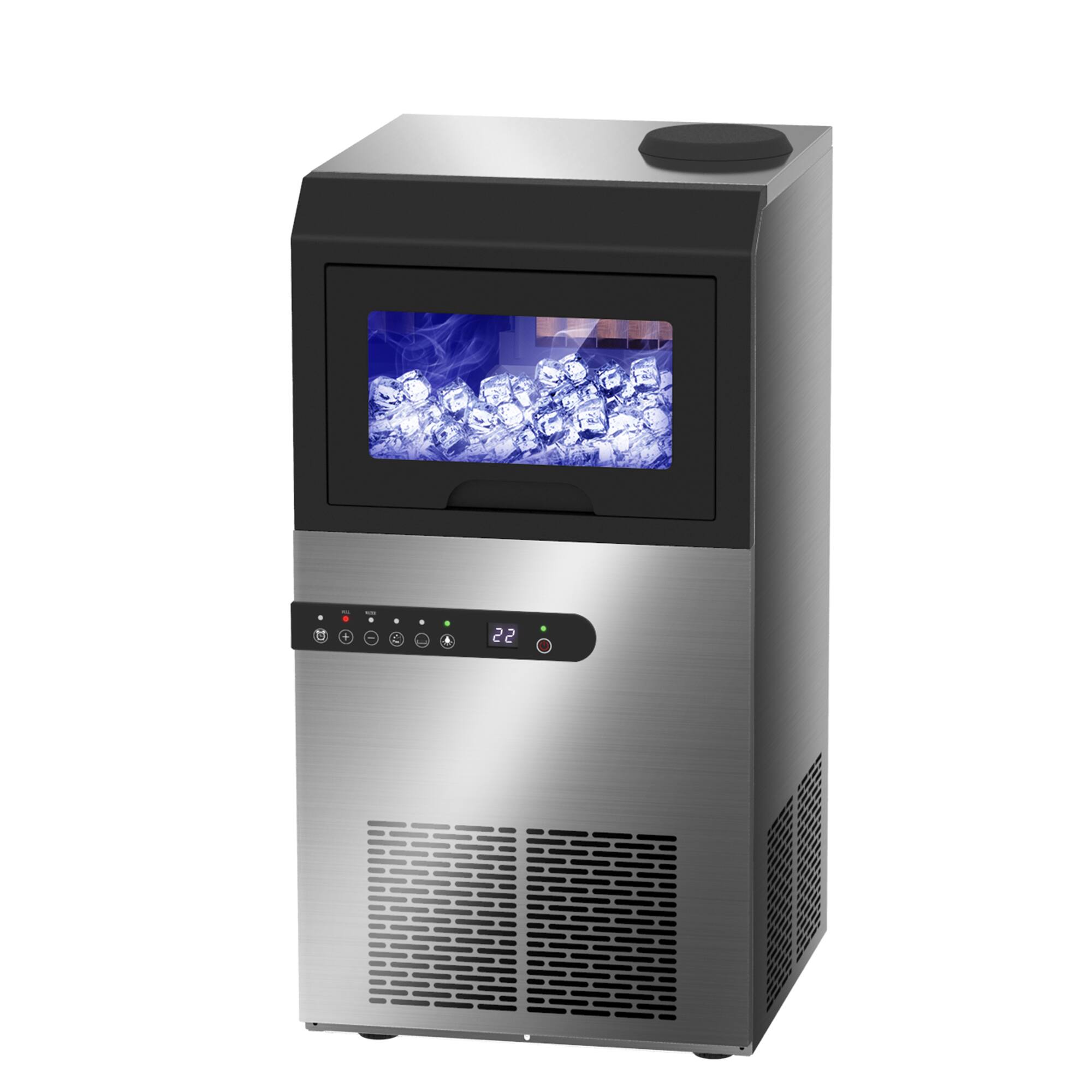 Alt View 1. Vaczon - Commercial Ice Maker 120 lbs Day Freestanding Ice Machine with 28 lbs Storage Stainless Steel for Bar Restaurant Office - Stainless Steel.