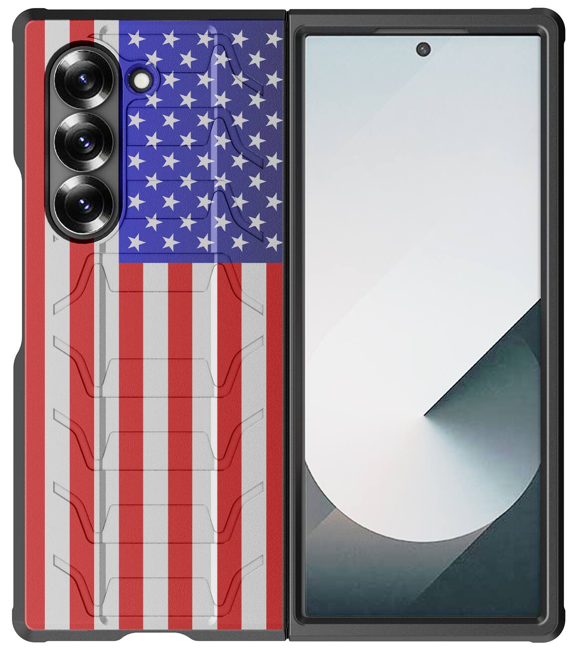 Alt View 2. Nakedcellphone - Case for Samsung Galaxy Z Fold 6 - Special Ops Rugged Tactical Phone Cover - USA Flag.