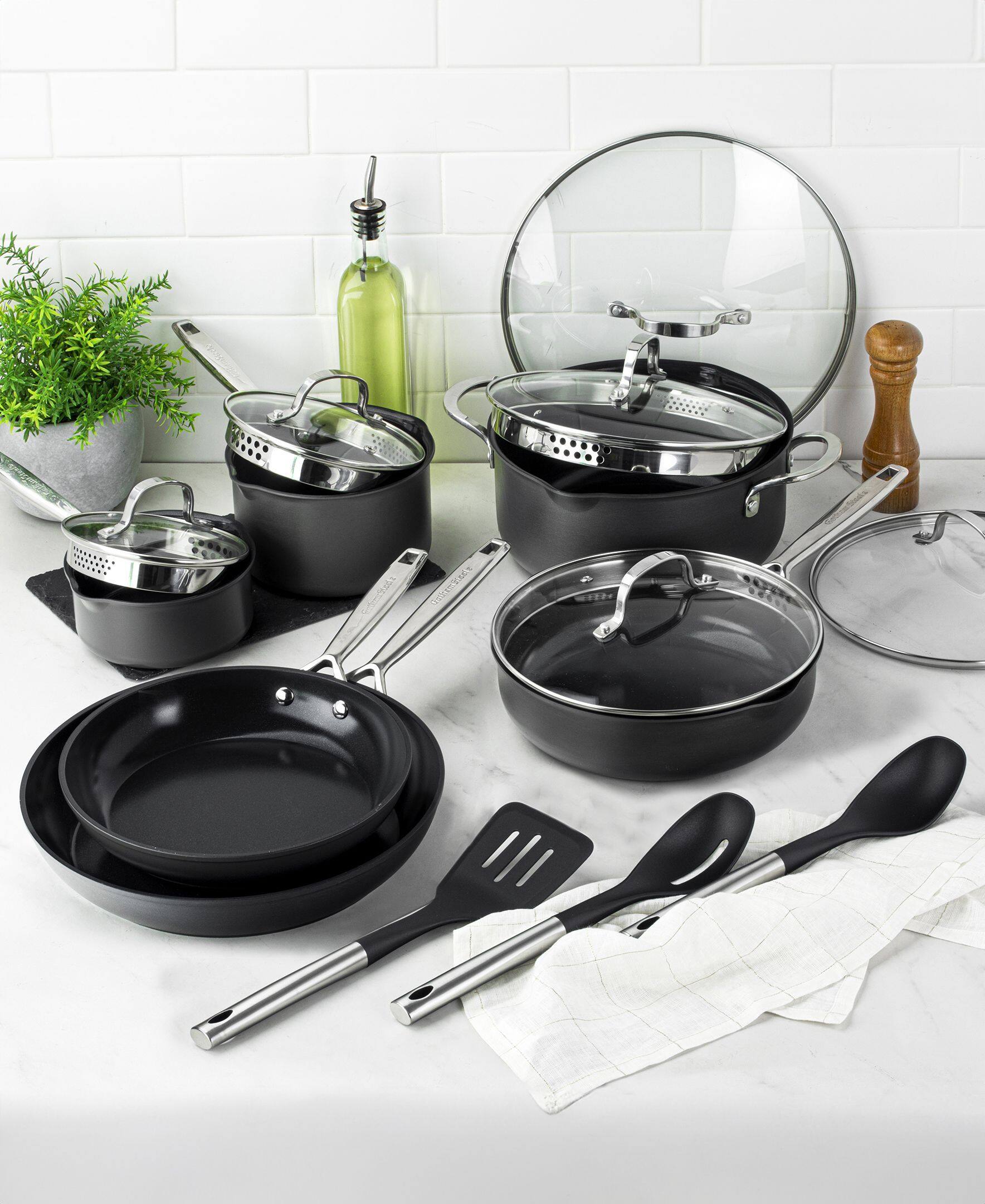 Alt View 6. Granitestone - Granitestone Armor Max 14-Piece Ultra Durable Nonstick Cookware Set with Utensils - Black.