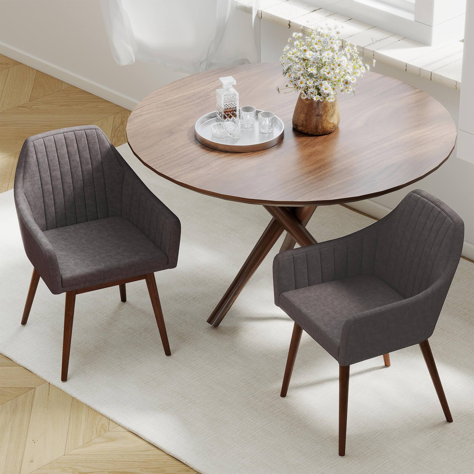 Alt View 3. Costway - Costway Dining Chairs Set of 2 Upholstered Accent Chairs with Comfy Padded Backrest - Gray.