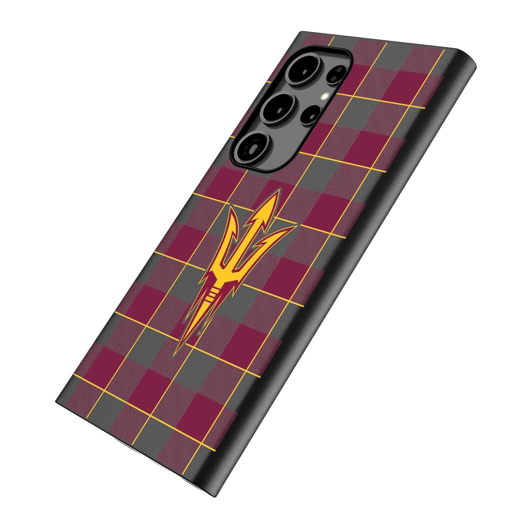 Alt View 1. Keyscaper - Arizona State Sun Devils Plaid Galaxy Magnetic Bump Case - S25 Ultra - Black.