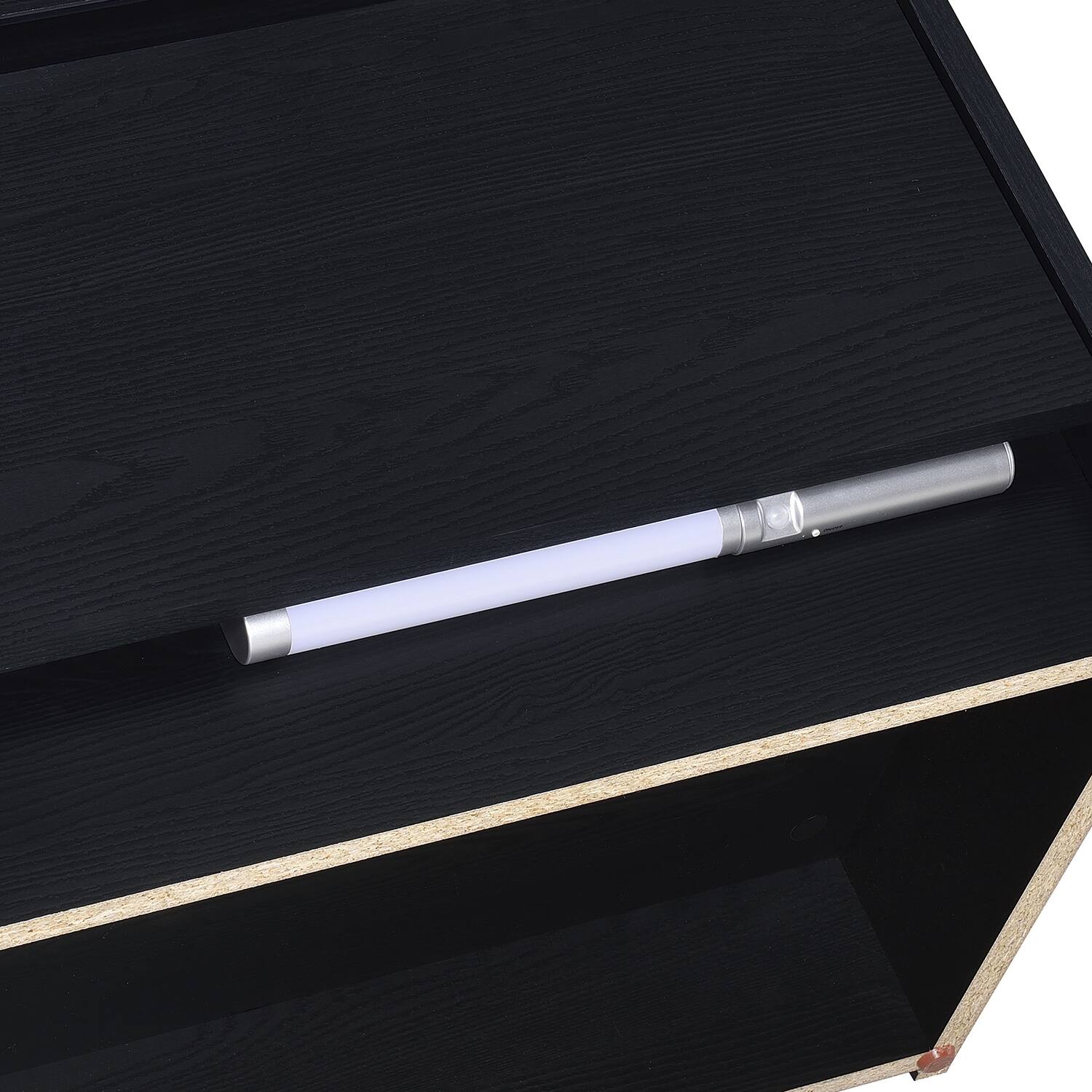 Alt View 7. Tiramisubest - Black 2-Drawer Nightstand with LED Lights and USB Ports - Black.