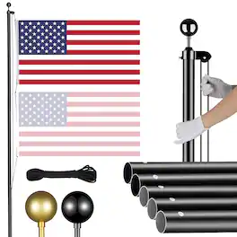 Silvel - 25ft Heavy Duty Metal Flag Pole with 3x5 American Flag for Residential or Commercial - Black