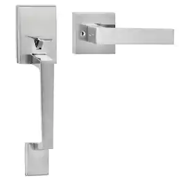 VEVOR - Front Door Handle, Square Entry Handle Set with Lever, No Lock, Adjustable Hole Space, Zinc Alloy Die-Casting - White