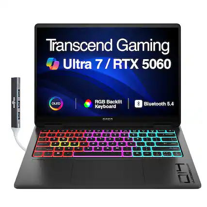 Transcend Gaming Ultra 7 / RTX 5060
DOCKVTORM DOCK
AC
OLED RGB Backlit Keyboard
OMEN
Bluetooth 5.4
