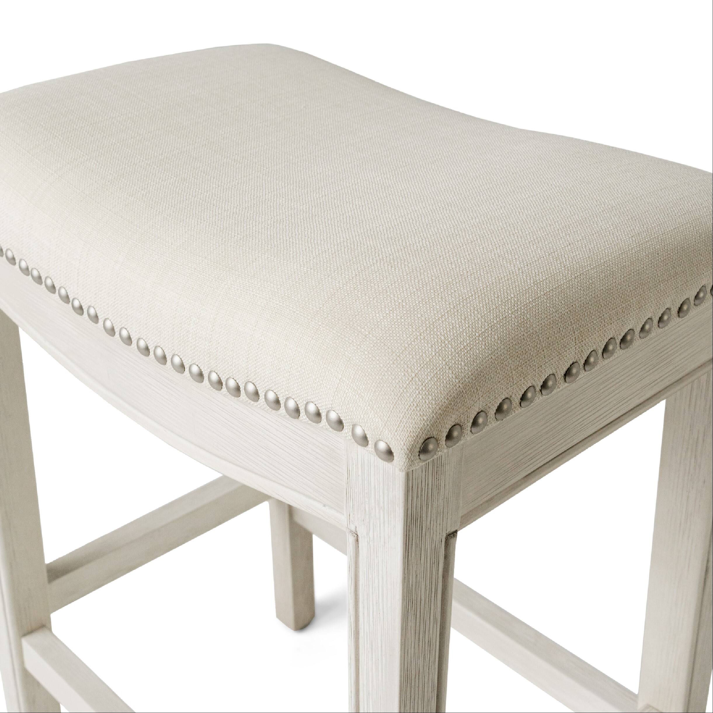 Alt View 6. Maven Lane - 31" Adrien Saddle Bar Stool In White Oak Finish With Fabric Upholstery - White Oak.