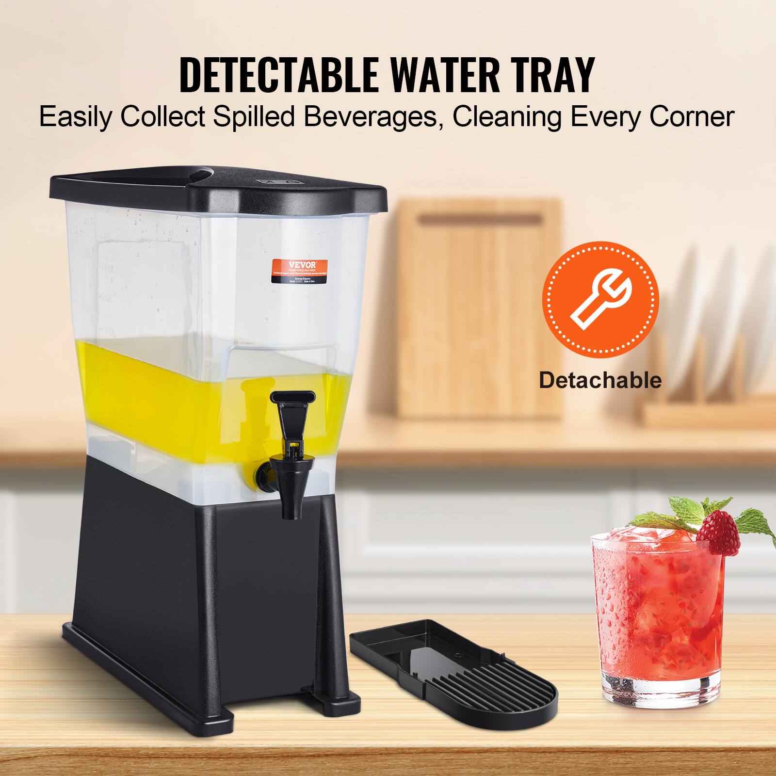 DETECTABLE WATER TRAY  
Easily Collect Spilled Beverages, Cleaning Every Corner  

Detachable