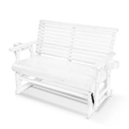 Fortune Candy - Wooden Patio Glider with Cup Holders, High Roll Back and Deep Contoured Seat, Heavy Duty 800 Lb (2-Seater) - White