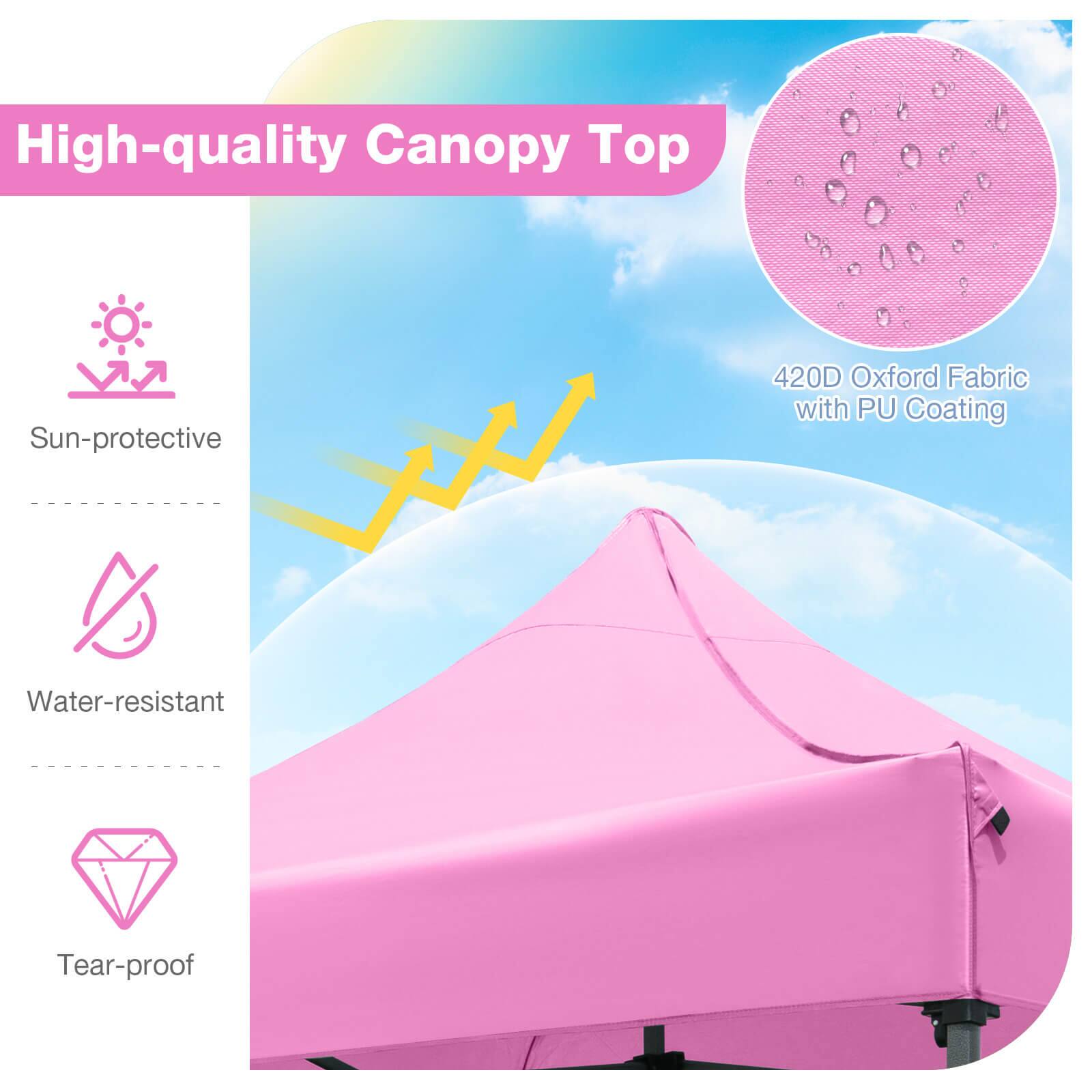 High-quality Canopy Top

- Sun-protective
- Water-resistant
- Tear-proof

420D Oxford Fabric with PU Coating