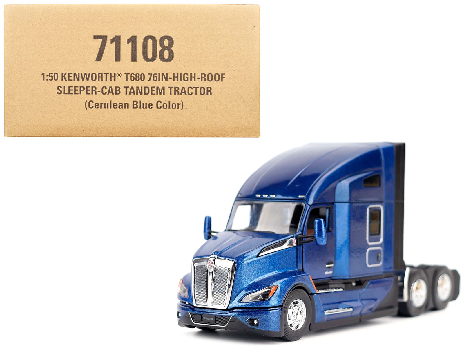 "Kenworth T680 Truck Tractor Deep Cerulean Blue Metallic ""Transport Series"" 1/50 Diecast Model by Diecast Masters" price history on PriceWatchPro