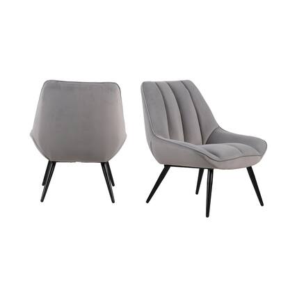 Front. New Classic Furniture - New Classic Furniture Astrid Velvet Upholstered Accent Chair in Gray (Set of 2) - Grey.