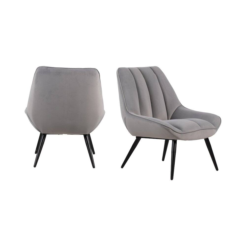 Front. New Classic Furniture - New Classic Furniture Astrid Velvet Upholstered Accent Chair in Gray (Set of 2) - Grey.