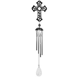 FC Design - 25" Long Metal Black Cross Wind Chime Outdoor Patio or Garden Hanging Decoration - Multi-Color