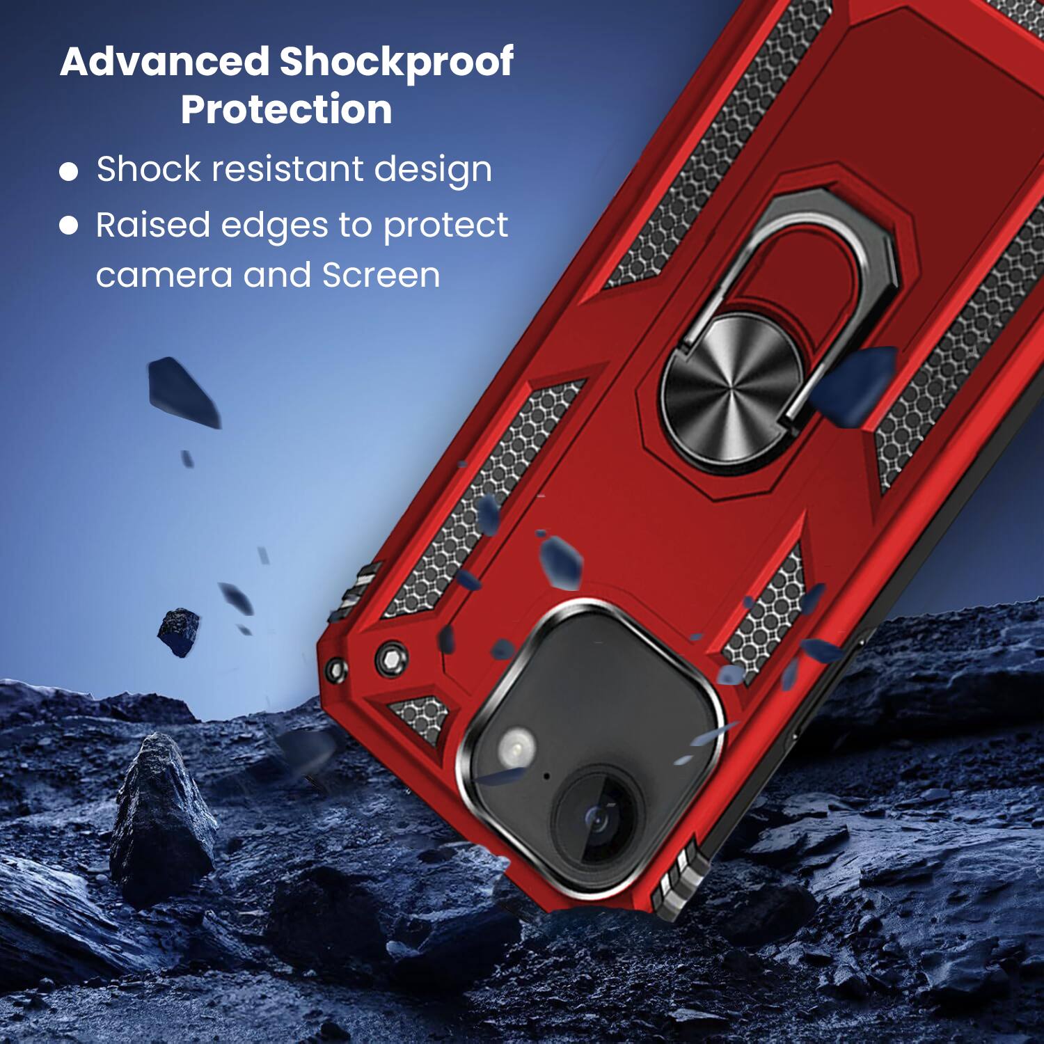 Advanced Shockproof Protection

Shock resistant design
Raised edges to protect camera and screen