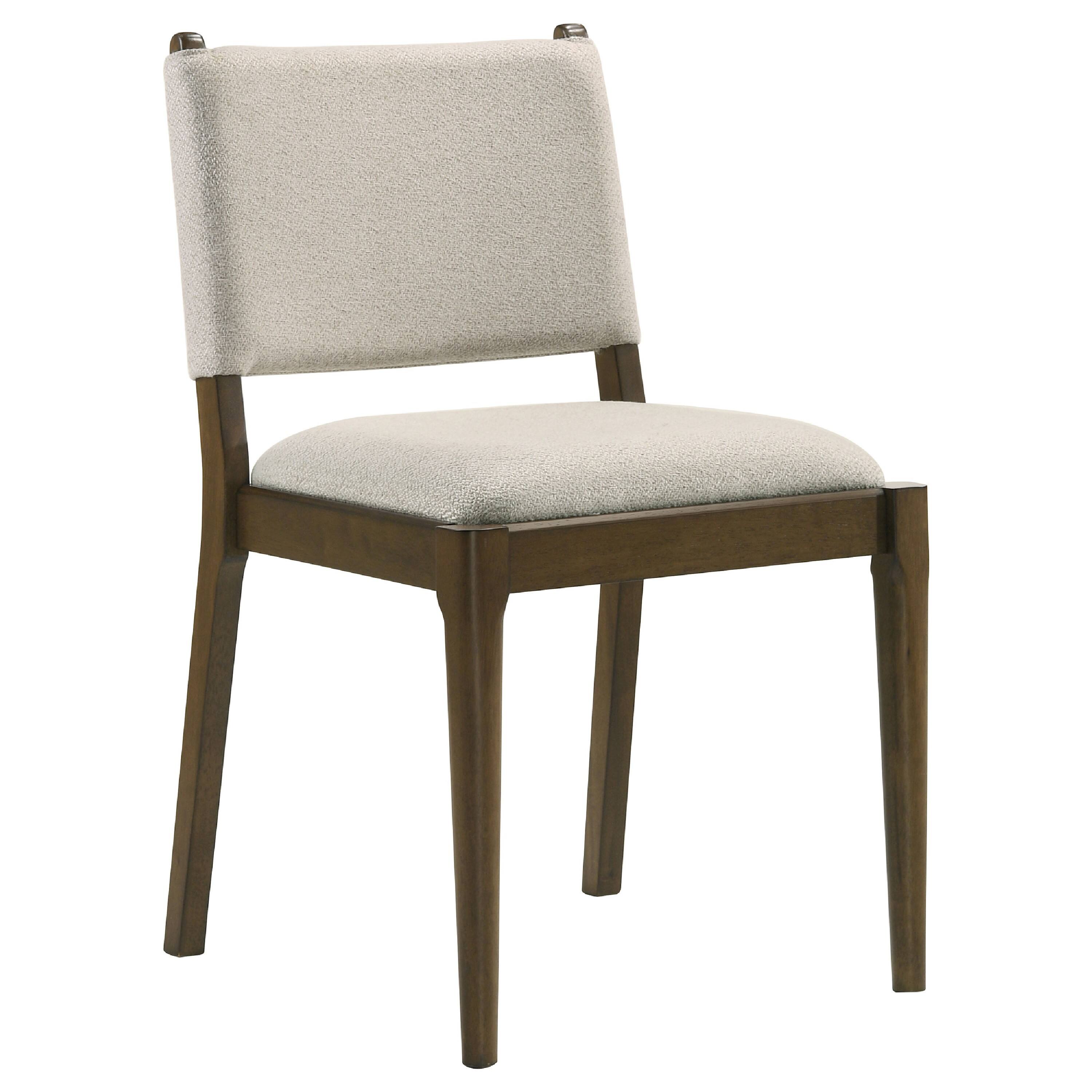 Angle. Manhattan Lane - Clera Upholstered Dining Side Chair, Tie Details, Set of 2, Brown Wood - Brown.