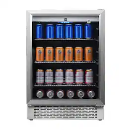 Equator - 4.6cf Outdoor/Indoor 110 cans 6 Bottles + Beverage Refrigerator IPX4 SS Builtin/FS -7 Color LED 110V - Stainless Steel