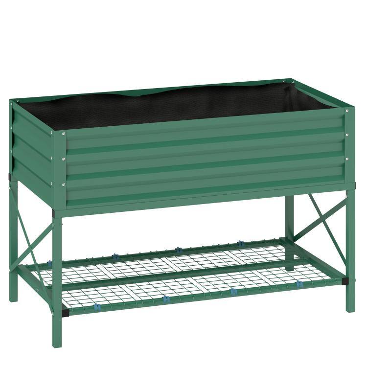 Alt View 10. PULUZ - Galvanized Raised Garden Bed, Metal Planter Box with Legs, Storage Shelf and Bed Liner, Plants NOT Included - Green.