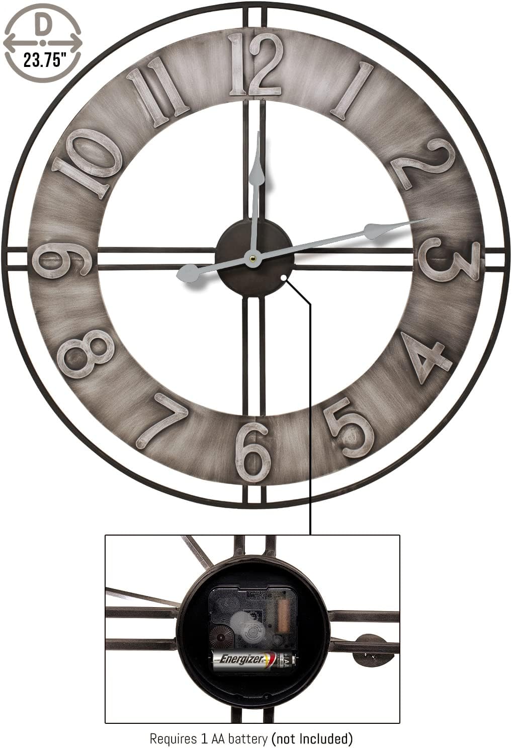 D 23.75"  
12 1 2 3 4 5 6 7 8 9 10 11  
Requires 1 AA battery (not Included)