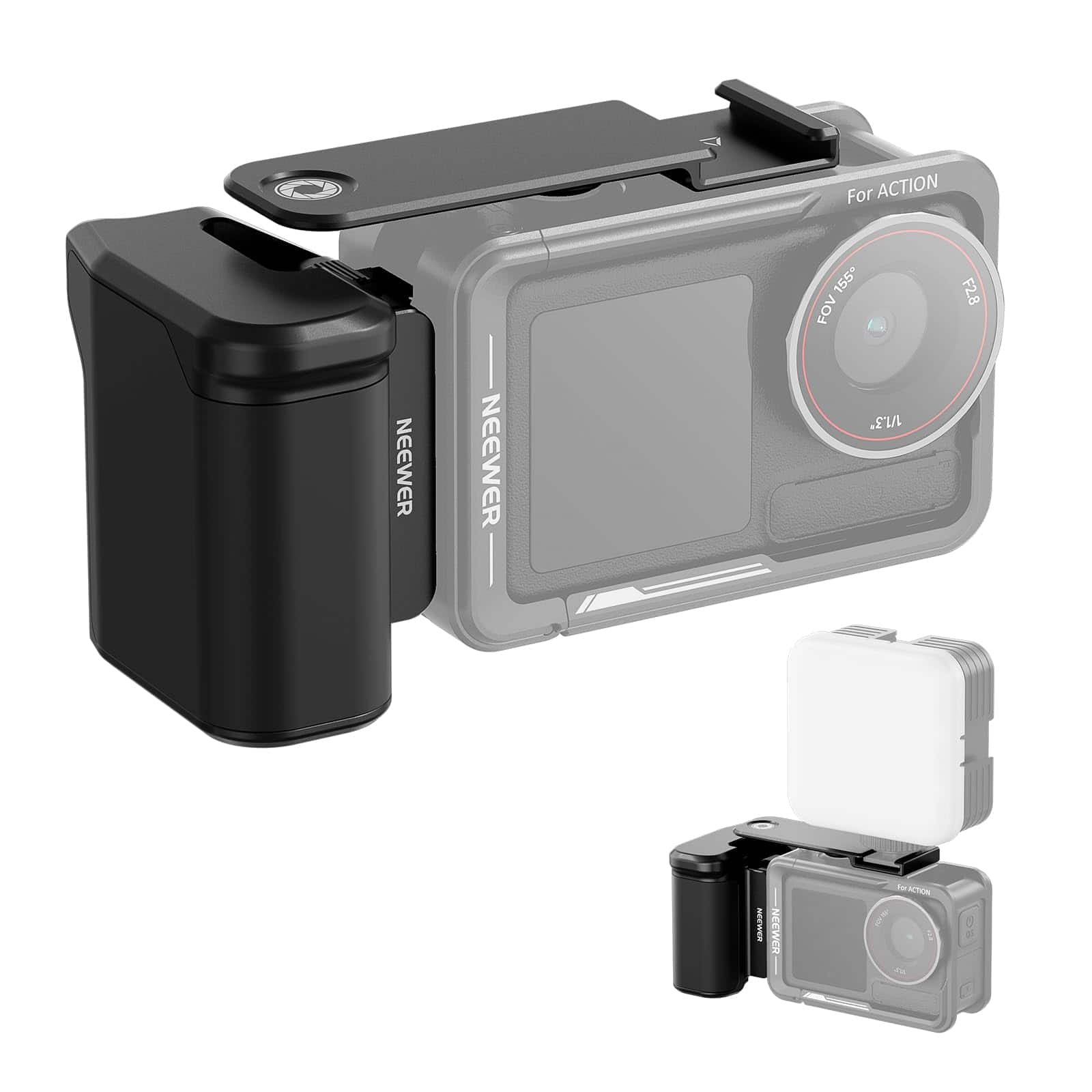 Neewer - AC034 Side Handle for AC014 Cage, DJI Action 5 Pro/4/3, Magnetic, Black