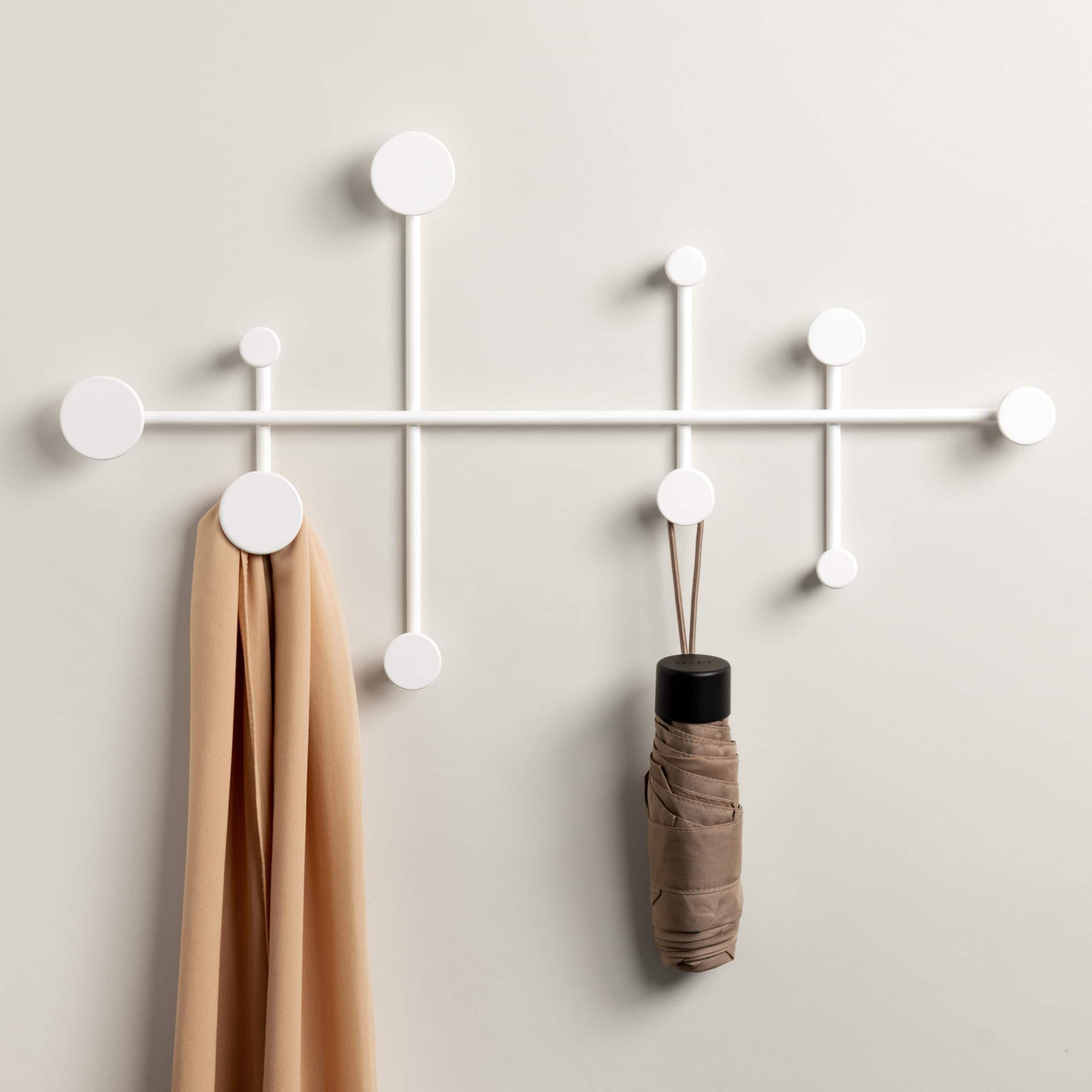 HM 1810 - 'sval' Wall Wardrobe Minimalist Coat Hook Design From Berlin Modern Metal Wall-mounted Rack/hooks - White