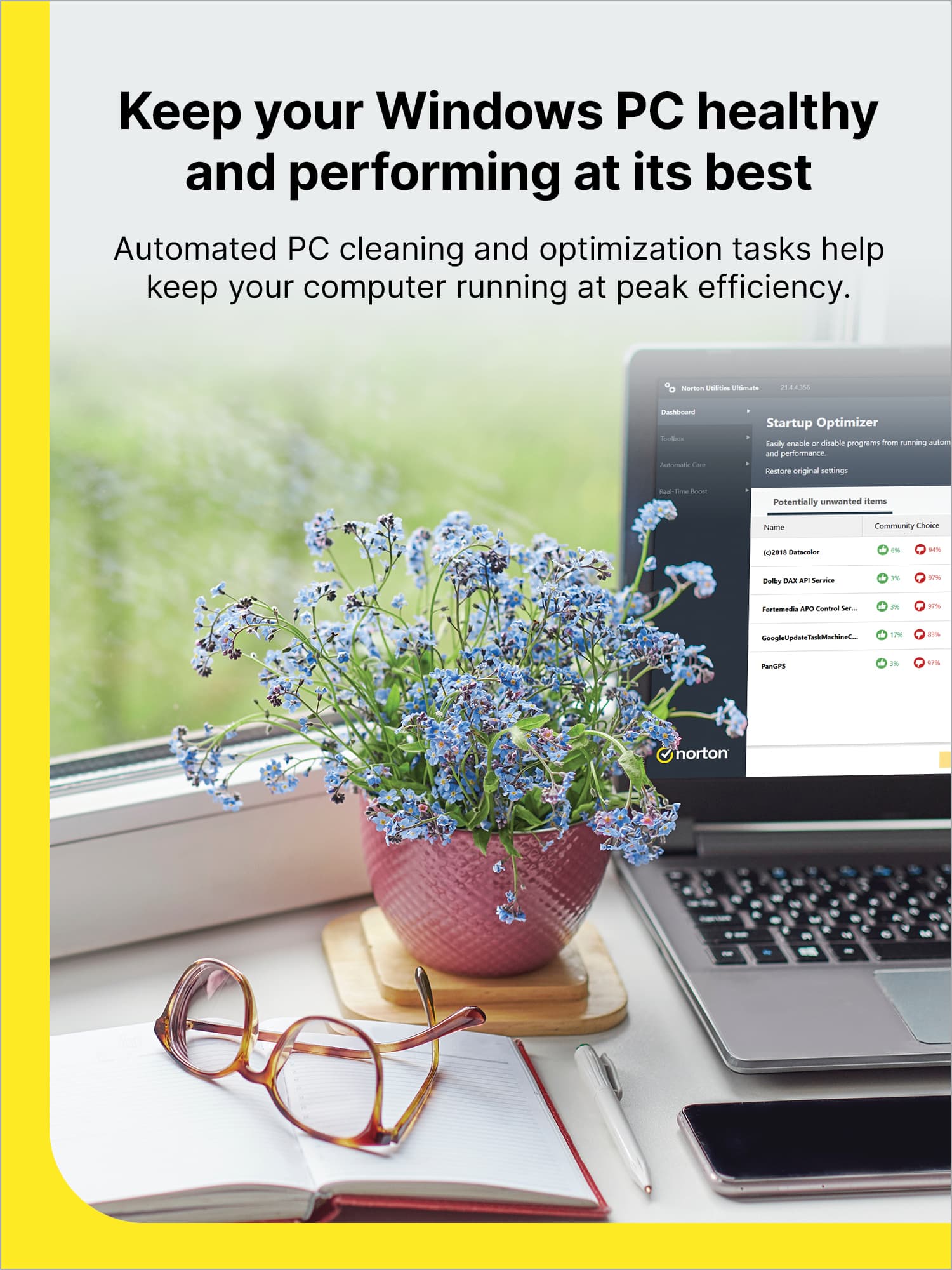 Keep your Windows PC healthy and performing at its best. Automated PC cleaning and optimization tasks help keep your computer running at peak efficiency. Startup Optimizer easily identifies and removes unnecessary programs from running automatically and performance-sapping applications. Potentially unwanted items like bloatware and adware are also detected and removed. Name: Community Choice Award 2018. Developer: Malwarebytes. Version: 4.0.1. Date: 2018-09-27. Size: 12.5 MB. Platform: Windows 7, 8.1, 10. 100% Malware-free according to VirusTotal.