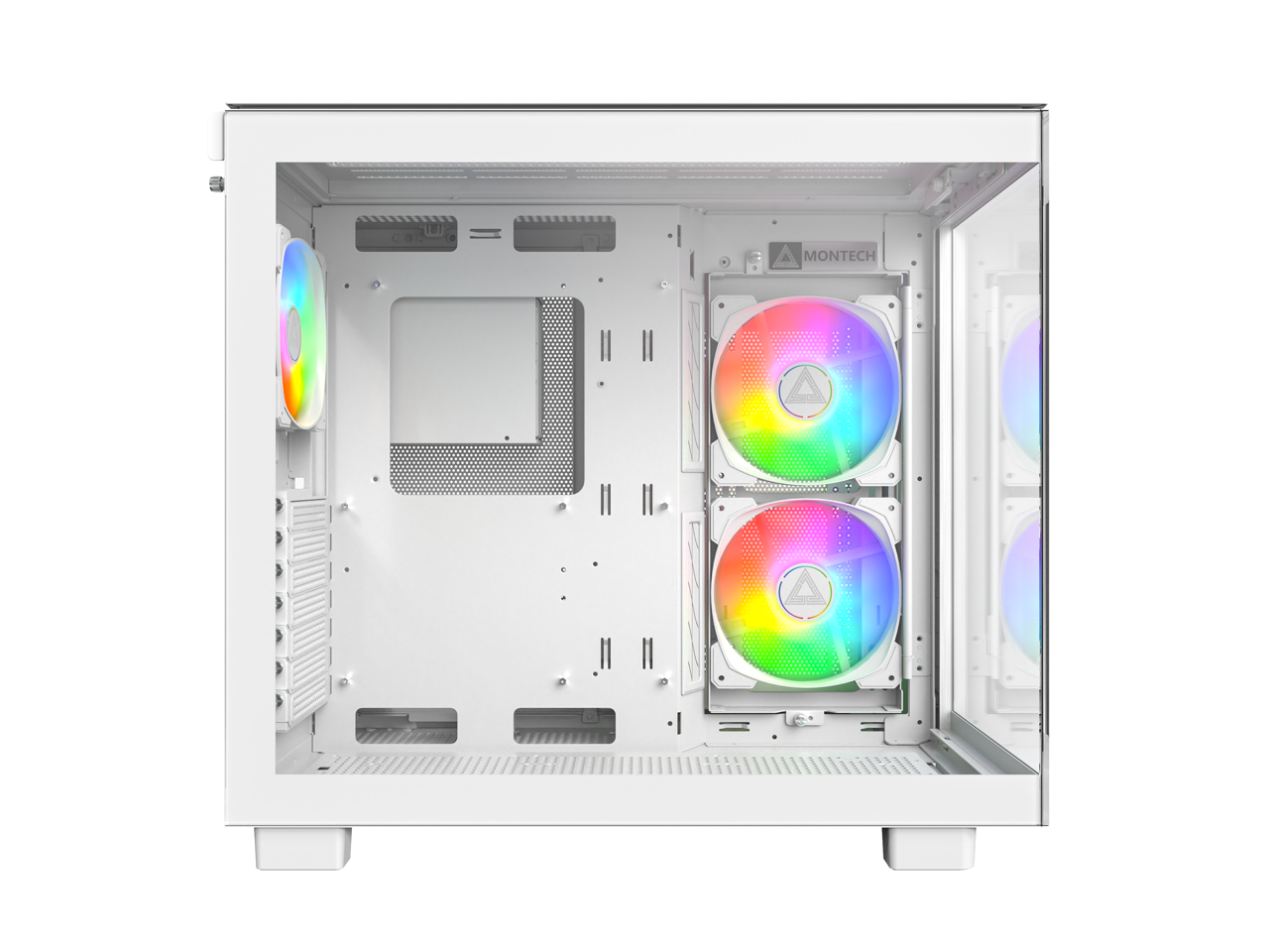Alt View 2. Montech - MONTECH KING 65 PRO ATX Mid Tower, Dual Chamber, High Airflow, RTX 40 Support, 3 ARGB Fans - White - White.
