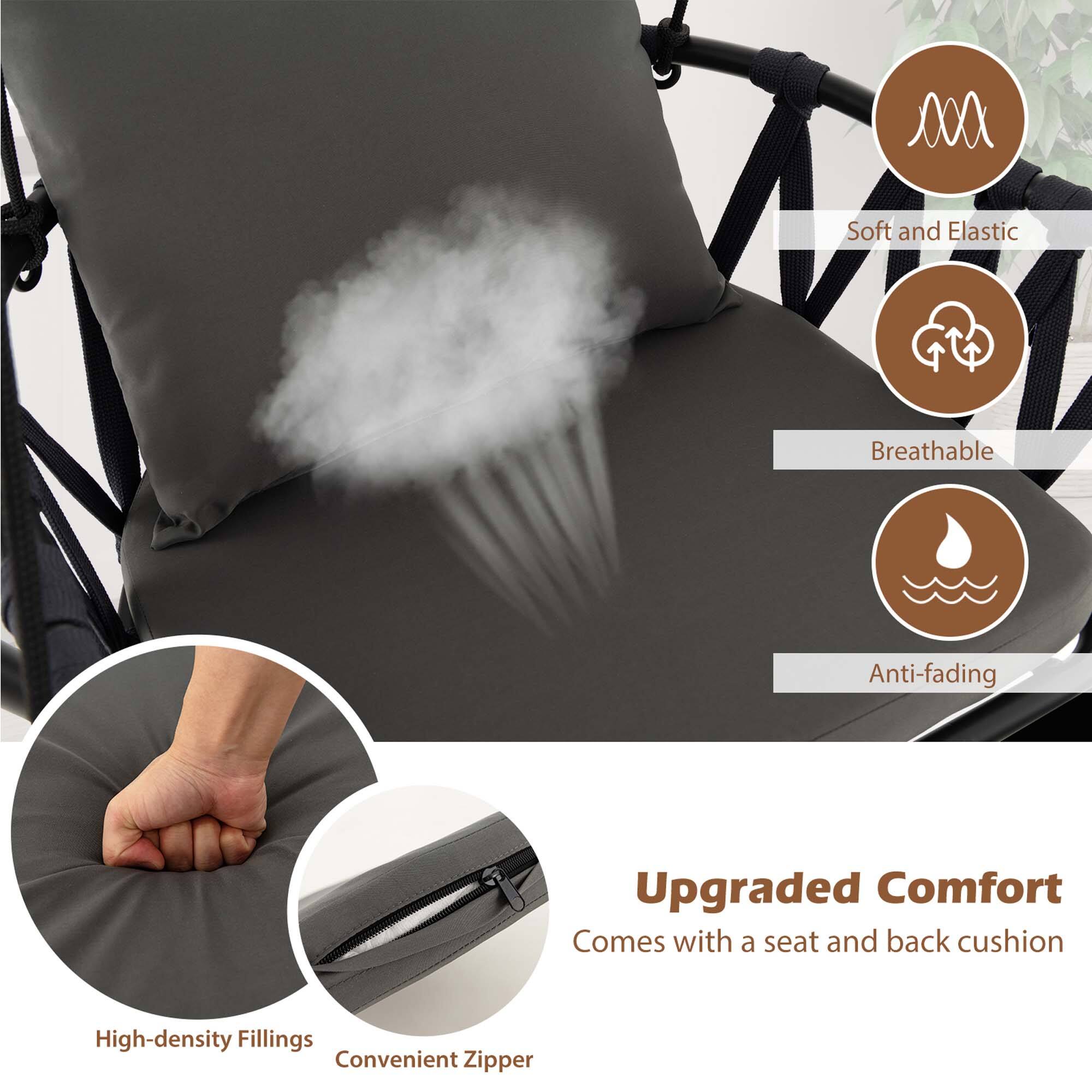 Upgraded Comfort, Comes with a seat and back cushion, Soft and Elastic, Breathable, Anti-fading, High-density Fillings, Convenient Zipper