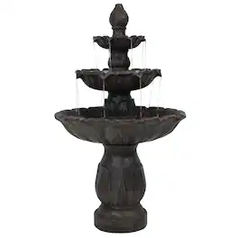 Sunnydaze - Classic Tulip Polystone Outdoor 3-Tier Fountain - Dark Brown